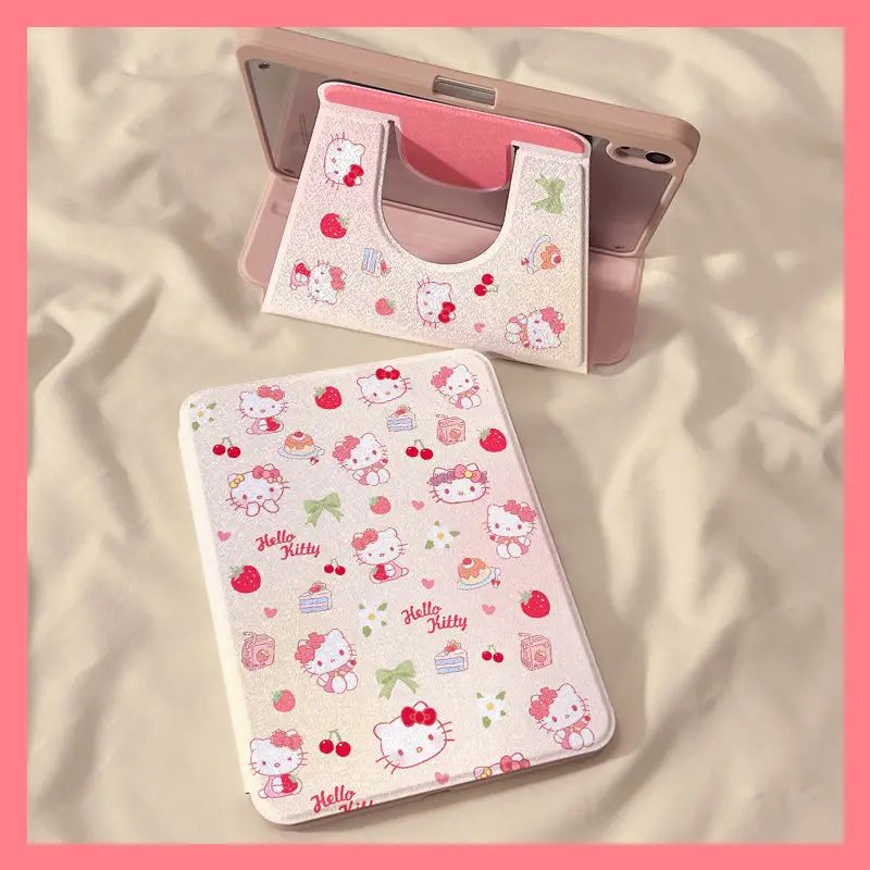 

Strawberry Hello Kitty 360 Degree Rotating Smart Cover For iPad Pro 11 Air 6 11in Mini 7 6 iPad 10th Gen 9th, 8th, 7th 10.2 Case