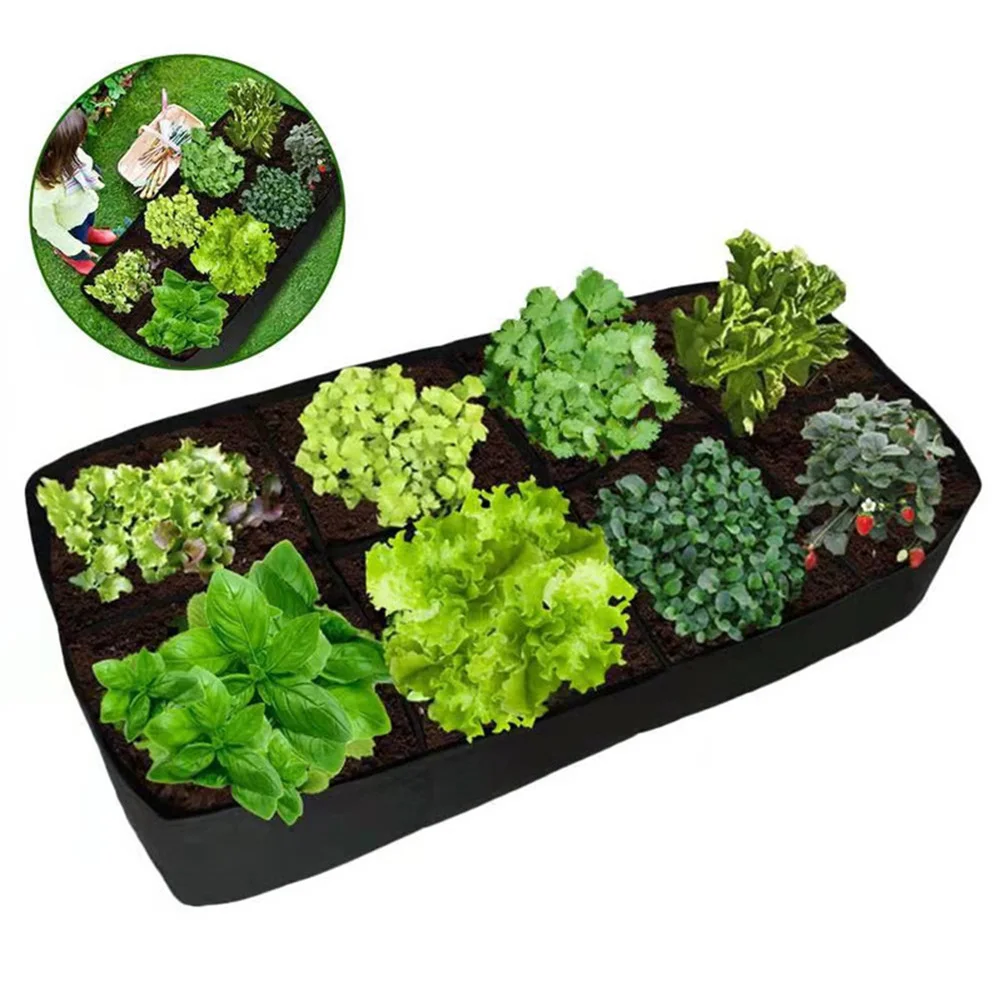 

Garden Planting Bed 4/6/8 Grids Reusable Fabric Garden Bags Portable Rectangle Grow Bag Large Vegetable Planting Bag for Yard