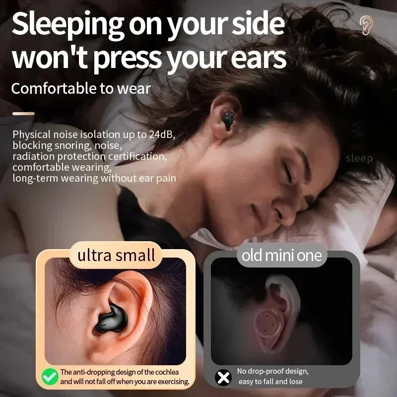 Sleep Invisible Stereo Headset IPX5 Waterproof Wireless Bluetooth Earphone Earbuds with Mic for Phone Bluetooth 5.3 Headphones image 5