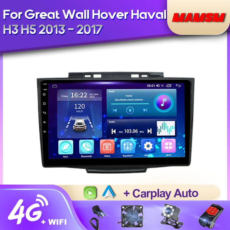 

MAMSM 2K QLED Android 12 Car Radio For Great Wall Haval Hover H5 H3 2013 - 2017 Multimedia Video Player GPS 4G Carplay Autoradio