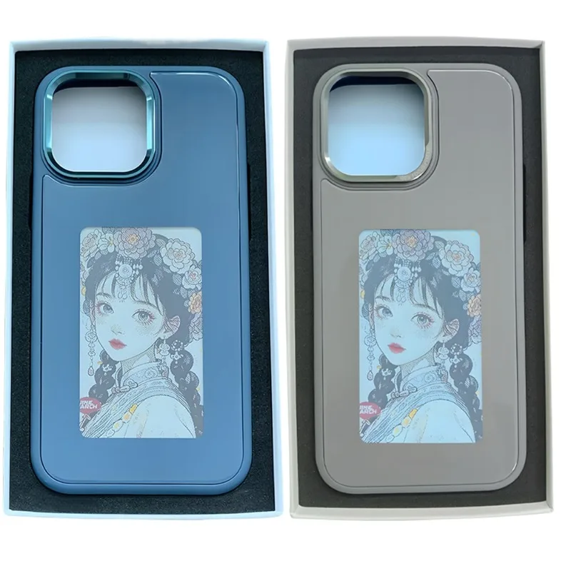 حافظة هاتف ذكية رباعية الألوان بشاشة حبر إلكترونية متوافقة مع نماذج iPhone المتعددة NFC مرآة الشاشة السلبية