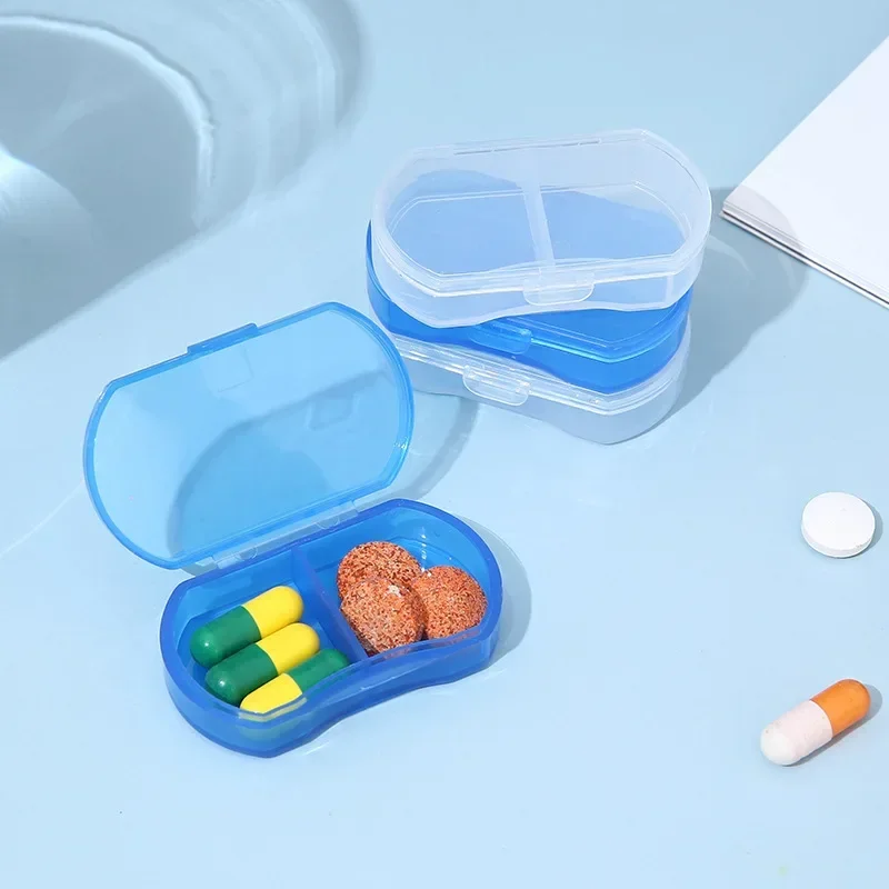 Pill Box Mini Pill Case 2 Grids Tablet Pill Organizer Case Dispenser Travel Tablet Holder Container Medicine Drug Storage Box