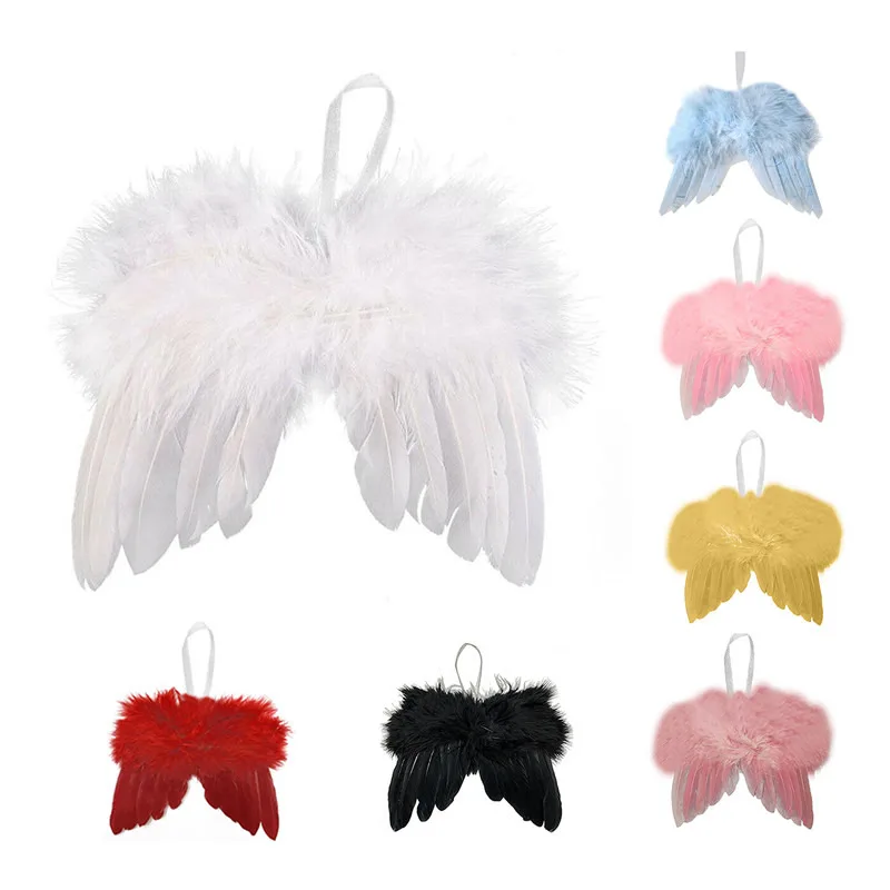 1/10PCS Angel White Feather Wing Christmas Tree Decor Hanging Ornament Wedding High Quality Photo prop