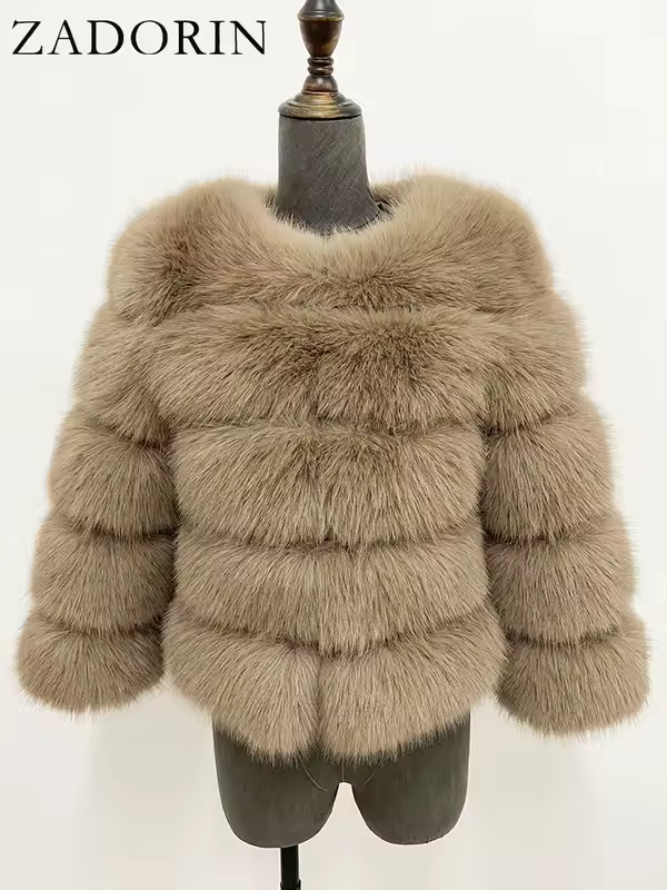 ZADORIN S-6XL Mink Coat Winter Black White Faux Fur Coat Woman Elegant Fluffy Faux Fur Jacket Top Short Fur Coats Woman Clothing - Image 19