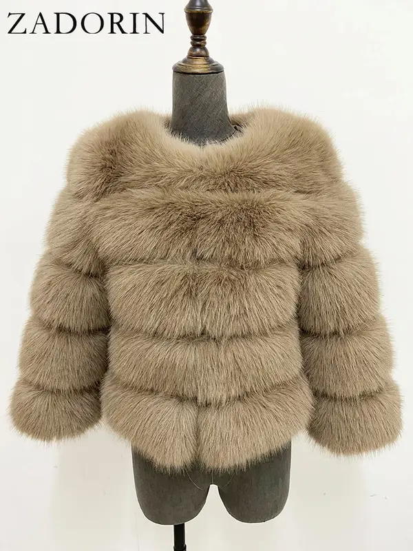 ZADORIN S-6XL Mink Coat Winter Black White Faux Fur Coat Woman Elegant Fluffy Faux Fur Jacket Top Short Fur Coats Woman Clothing - Image 19