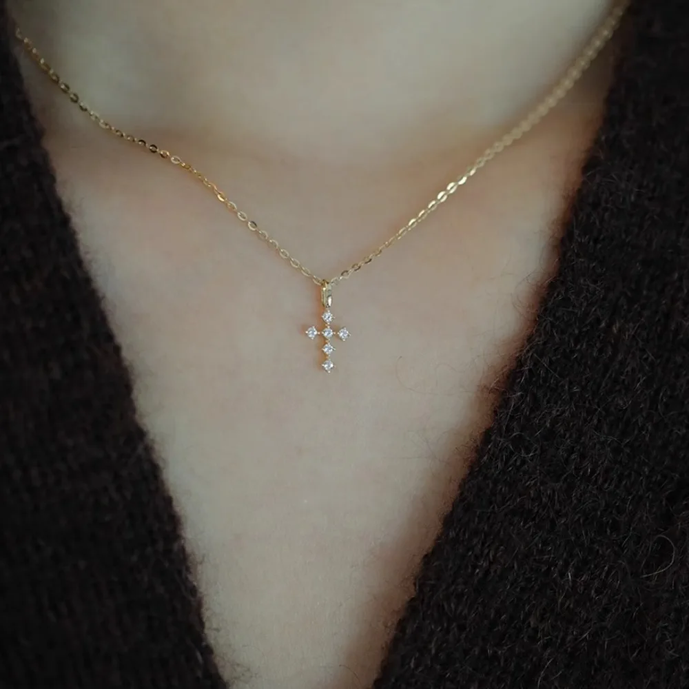 

CCFJOYAS японский стиль стерлингового серебра 925 пробы ожерелье с подвеской в виде креста минималистичный изысканный ожерелье для повседневных поездок на работу ювелирные изделия