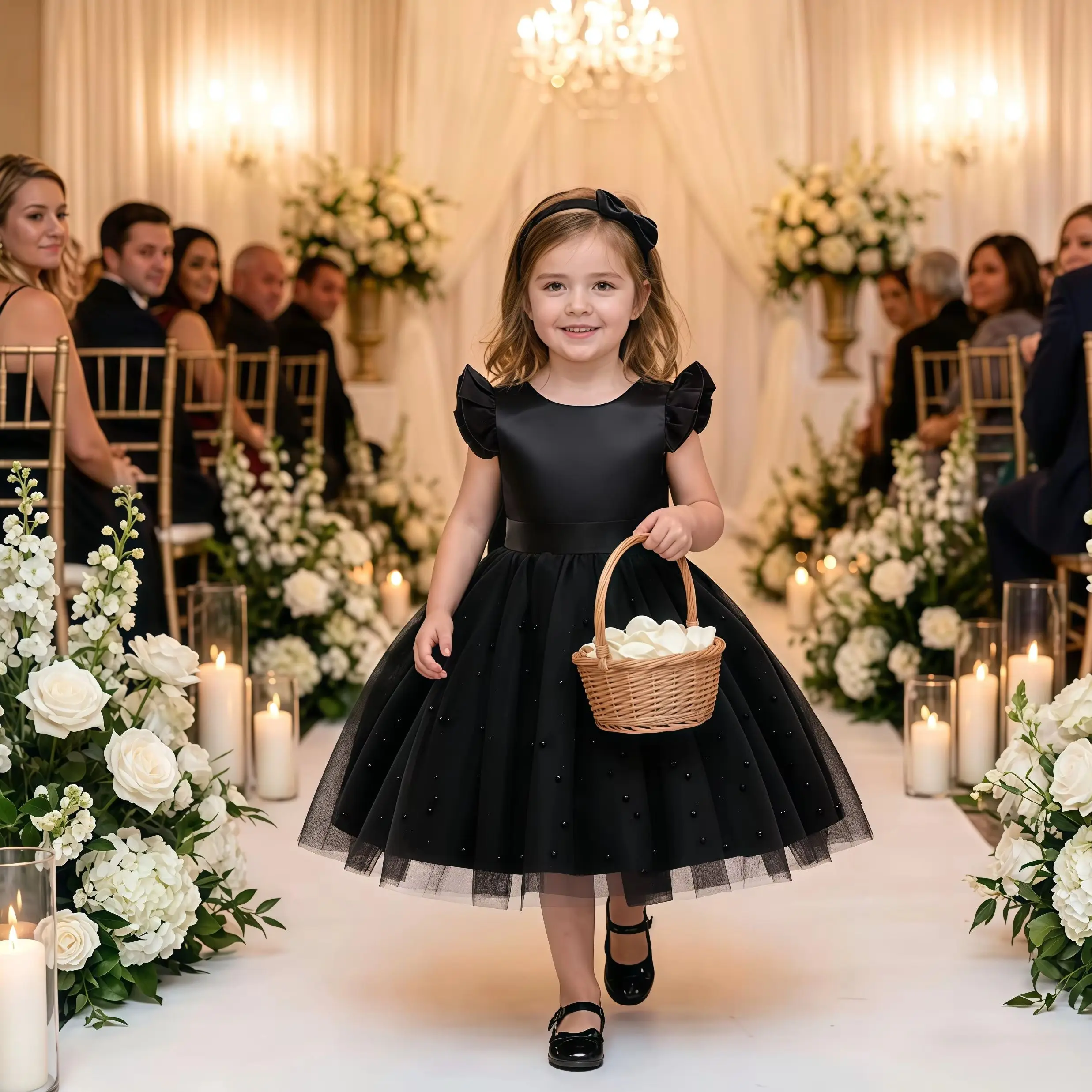 

Summer Elegant Children V Back Bow Beaded Party Dresses For Girls Wedding Bridesmaid Kids Birthday Formal Evening Vestidos