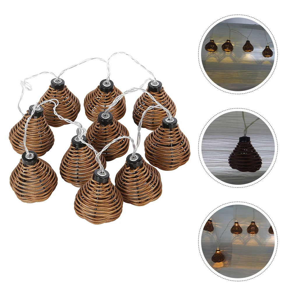 2.2 mètres 10 Led Imitation boule décorative intérieure extérieure guirlande pour mariage vacances chambre rotin boule chaîne lumières