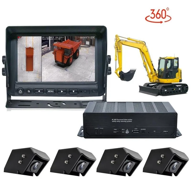360 Degree Camera Bird View AI System for Reversing Truck Bus Mining Truck Excavators Support Wifi 4G Tracking