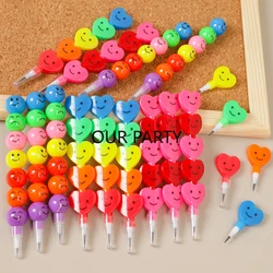 10pcs Cute Lollipop Smile Heart Block Painting Pencils for Kids Birthday Party Favors Pinata Goodie Bag Back To School Reward