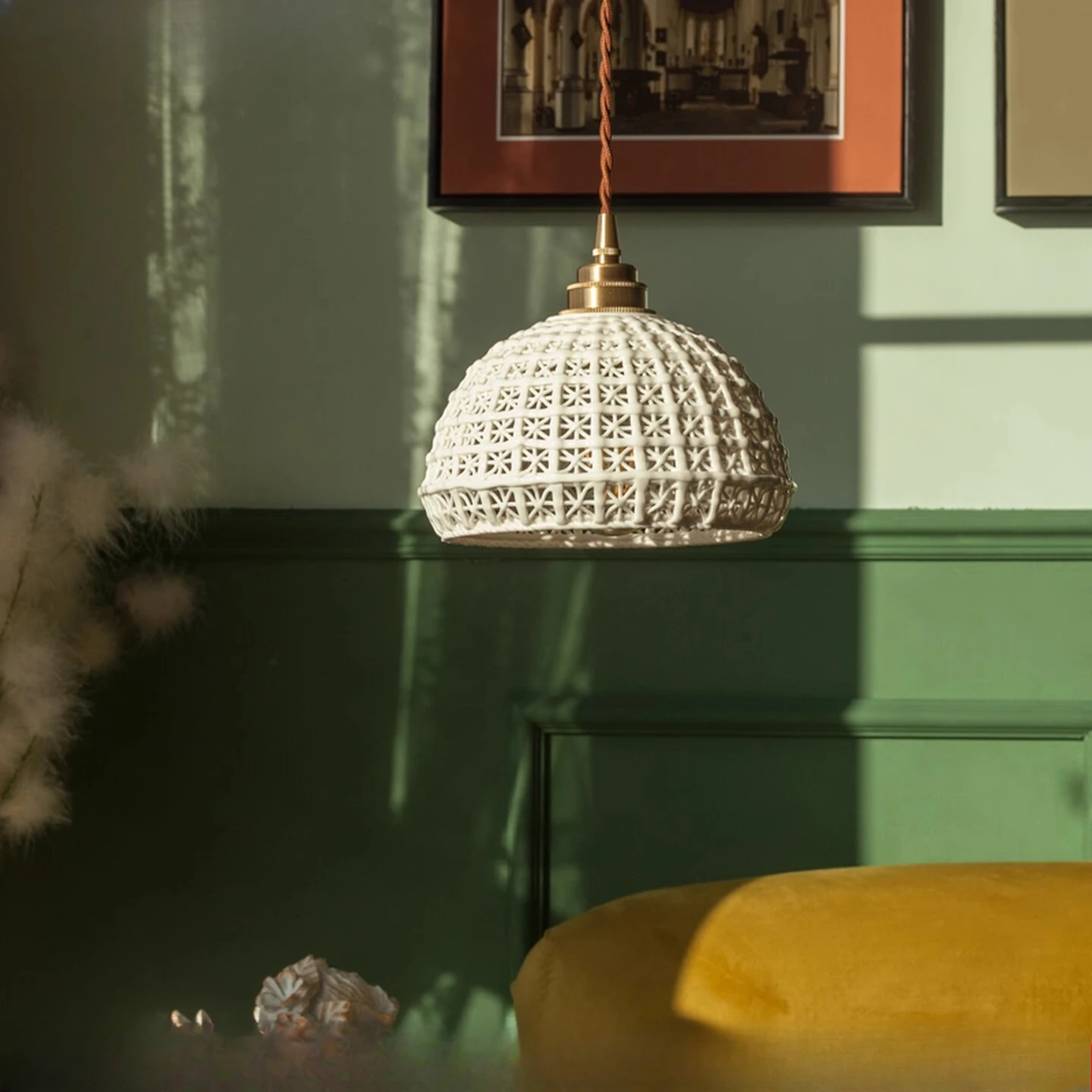 

Japanese style bedside bedroom pendant light bar counter foyer coffee shop Chinese handmade ceramic pendant light