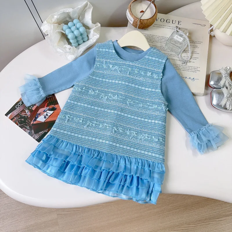 

Children's Set New Autumn Style for Girls Fashionable Vest Refreshing Two-Piece Set
