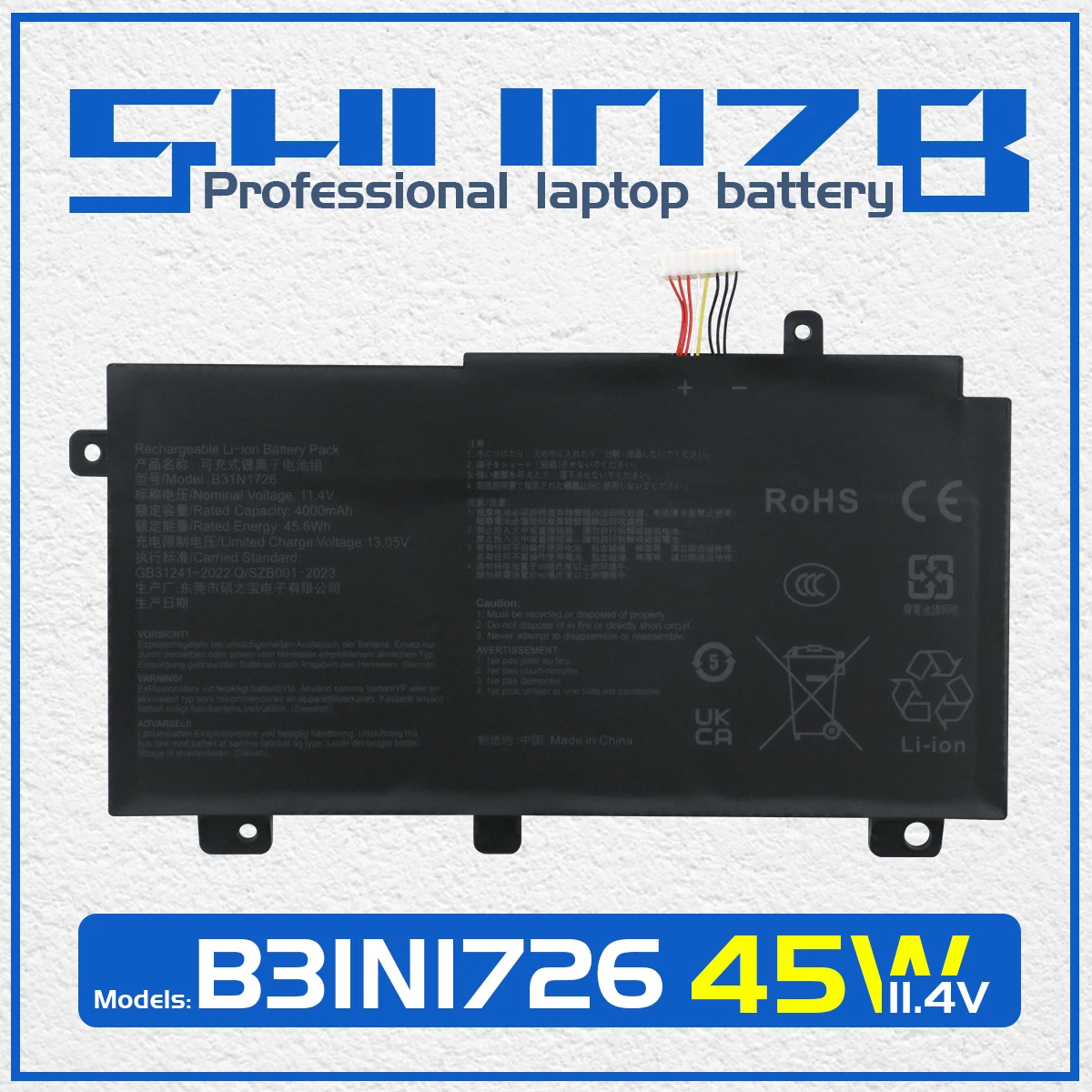 

SHUOZB B31N1726 Аккумулятор для ноутбука Asus FX504 FX504GE FX505DT FX505 FX505GM FX505GE FX86 FX80 FX80G FX80GM FX80GE B31BN91 11,4 В