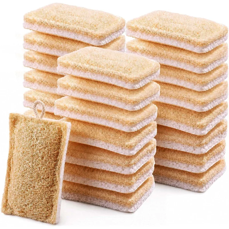 Natural Luffa Sponge Dish Washing Cloth Loofah Scrub Pad Dish Pot Easy to Clean Scrubber Sponge Kitchen Clean Brushes