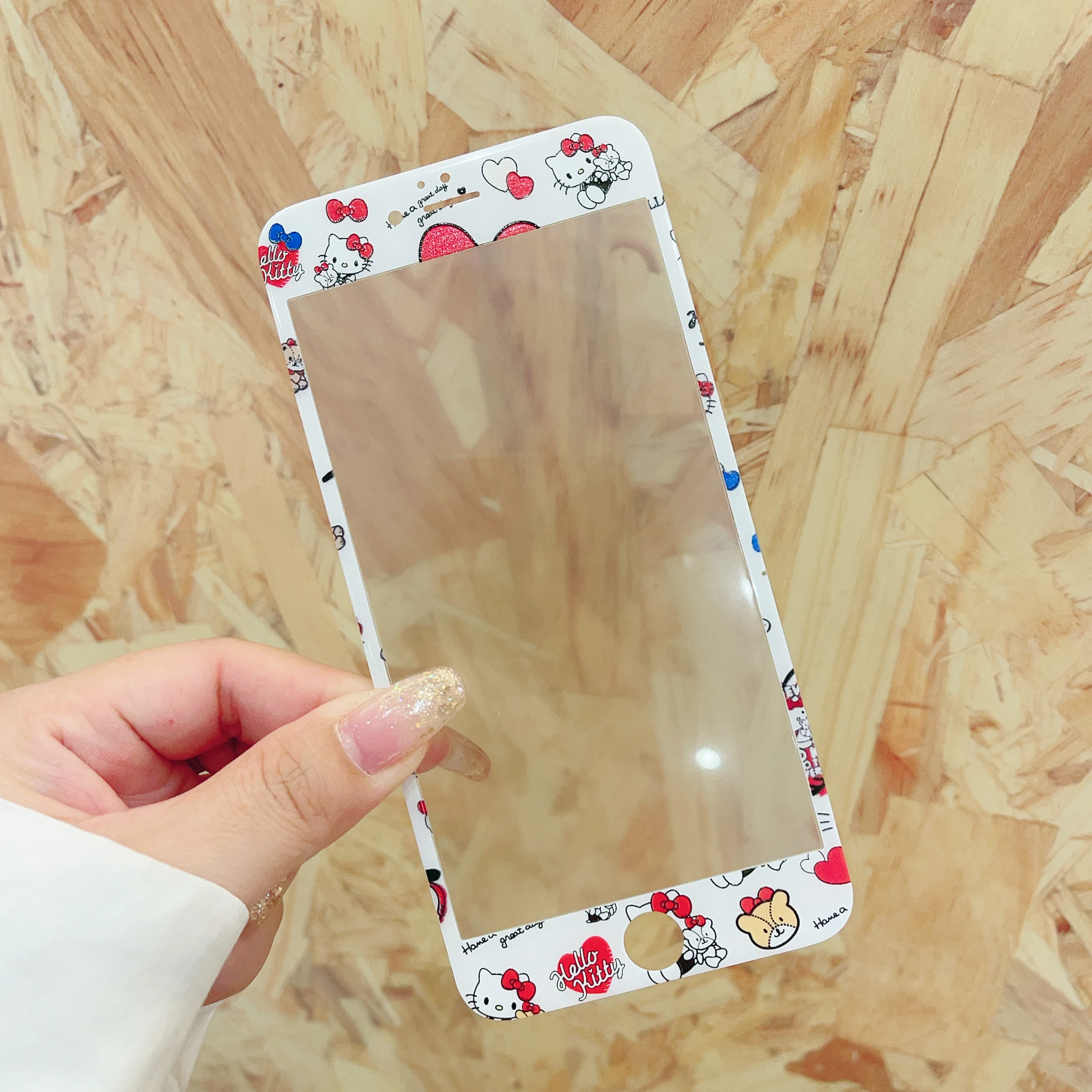 Sanrio-Hello Kitty Melody كرتون زجاج مقسى لـ iPhone ، واقي شاشة بتغطية كاملة ، غشاء زجاجي ، نجوم توأم ، 7 ، 8 ، 6S Plus