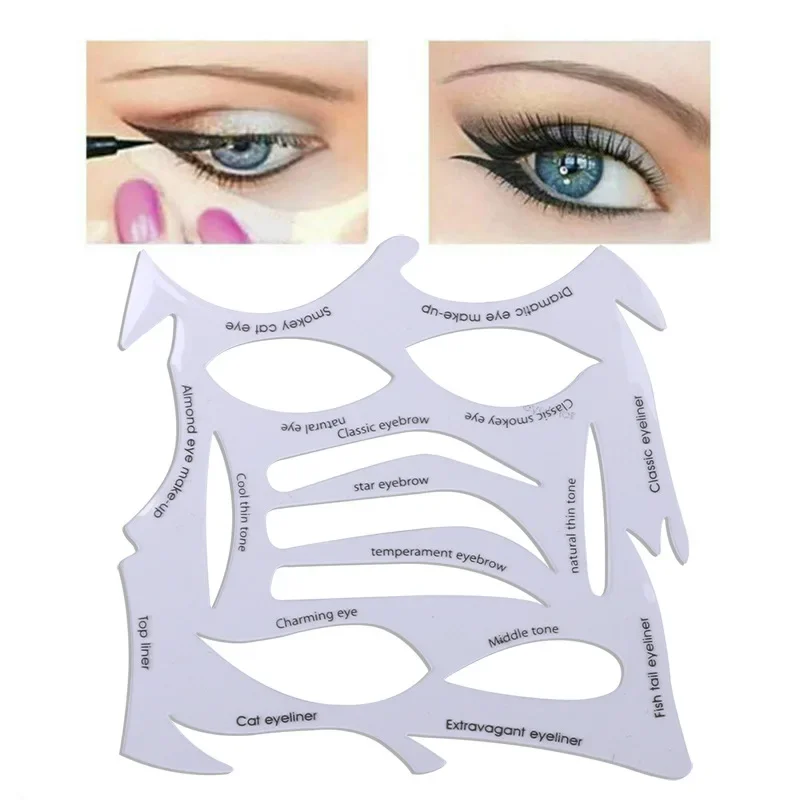 Ensemble de pochoirs de maquillage des yeux pour femmes, sourcils, fard à barrage, outils de gabarit, guide de dessin de style, gabarit d'eye-liner saillant