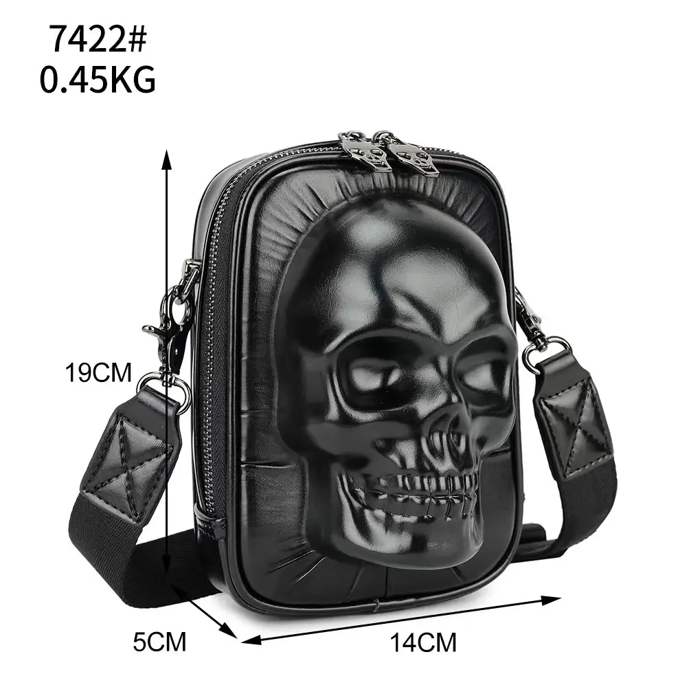 2024 Halloween Crossbody Bag Personalized Black Skull Skeleton Shaped Crossbody Handbag Sling Bag For Men