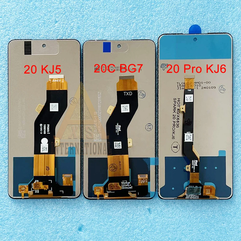 For Tecno Spark 20 KJ5 LCD Spark 20C BG7 LCD Screen Frame Touch Panel Digitizer For Infinix Tecno Spark 20 Pro KJ6 LCD Display