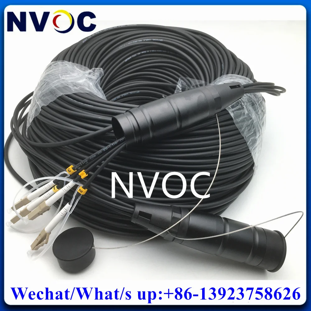 

300M,MM,OM3-150,50/125 4.5mm 4C PDLC/ST/FC Jumper With Protective Cap,TPU Jacket Armored Cable Optic Fiber Patch Cord No Reel