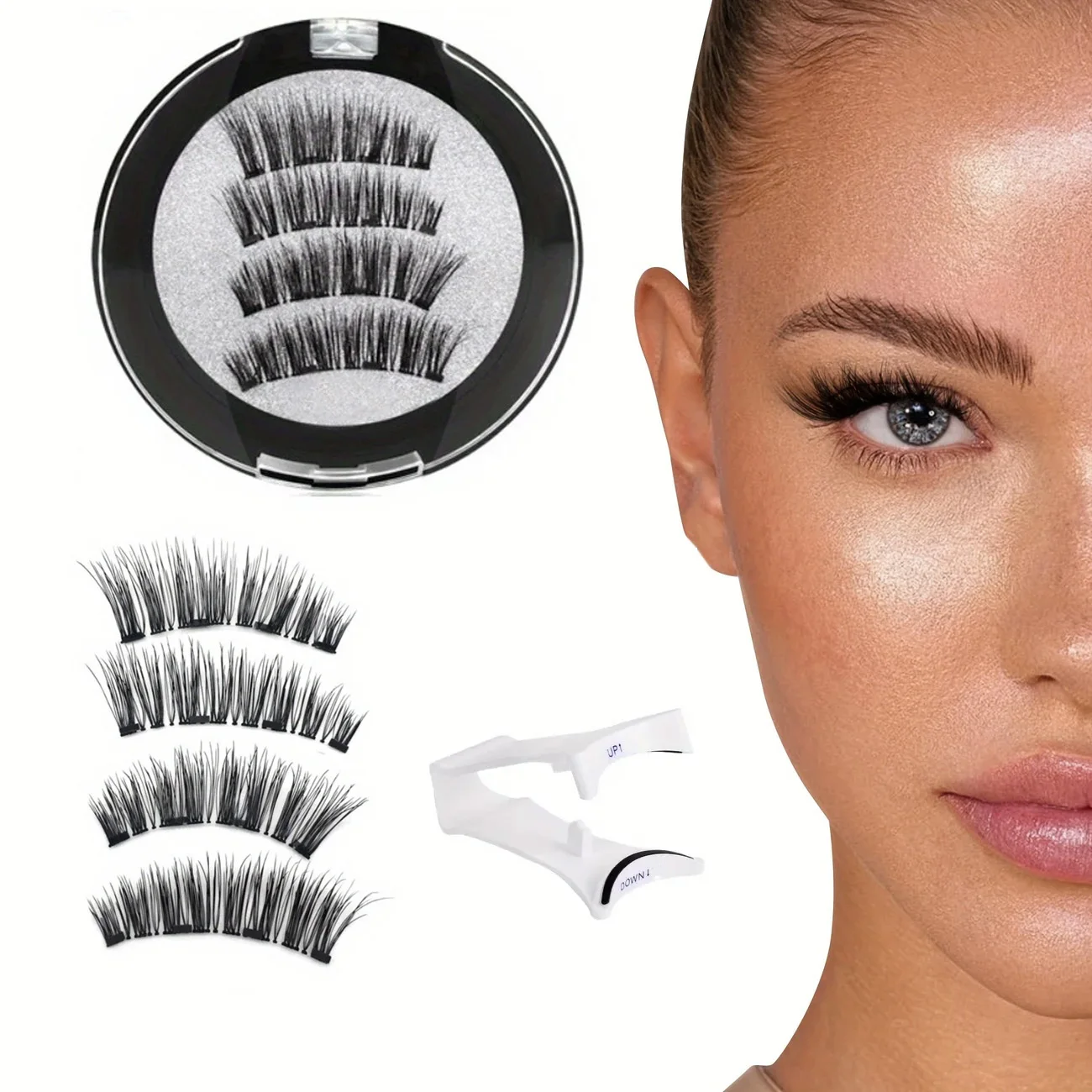 Juego de pestañas magnéticas fáciles de usar: pestañas postizas reutilizables e impermeables, sin necesidad de pegamento, crea un aspecto natural y espectacular, perfecto para uso diario y fiestas