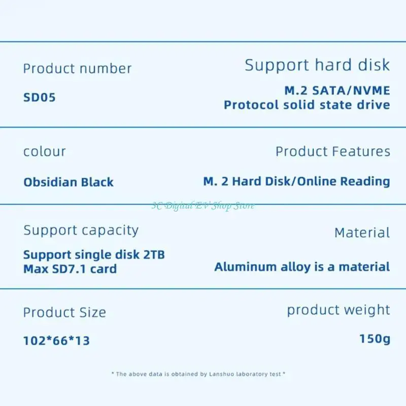 

E74D Blueendless New for M.2 NVME Dual-Disk Duplicator HDD Base USB3.1 SSD Box f