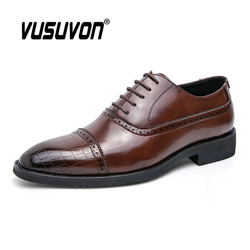 Fashion Oxford Shoes Classic Handmade Split Leather Pointed Toe Lace Comfortable Non-slip Business Brown Black For Men Flats