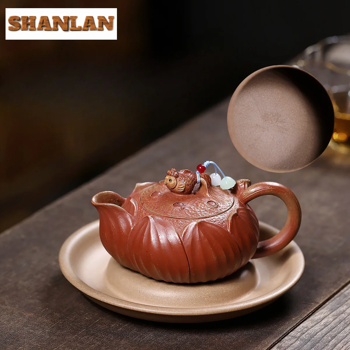 

250ml Elegant Yixing Purple Clay Teapots Handmade Lotus Fish Pot Raw Ore Section Mud Tea Soaking Kettle Chinese Zisha Tea Set