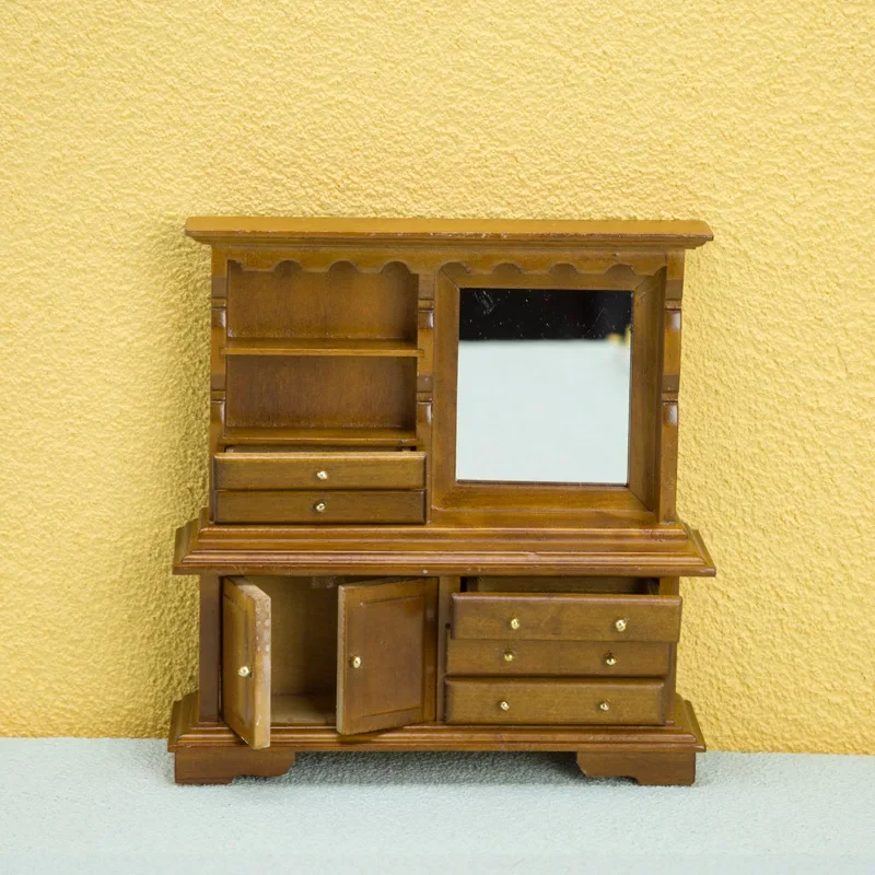 

Dollhouse Dressing Table Dresser Model Mini Bedroom 1:12 Miniature Furniture Figurines House Home Decor Decoration
