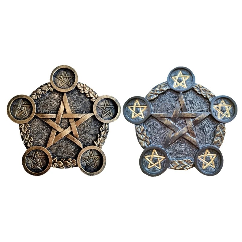 

Resin Holder Astrology Pentacle Altar Plate Divination Props Candlestick Witchcraft Supplies Table Energy Ornaments Props