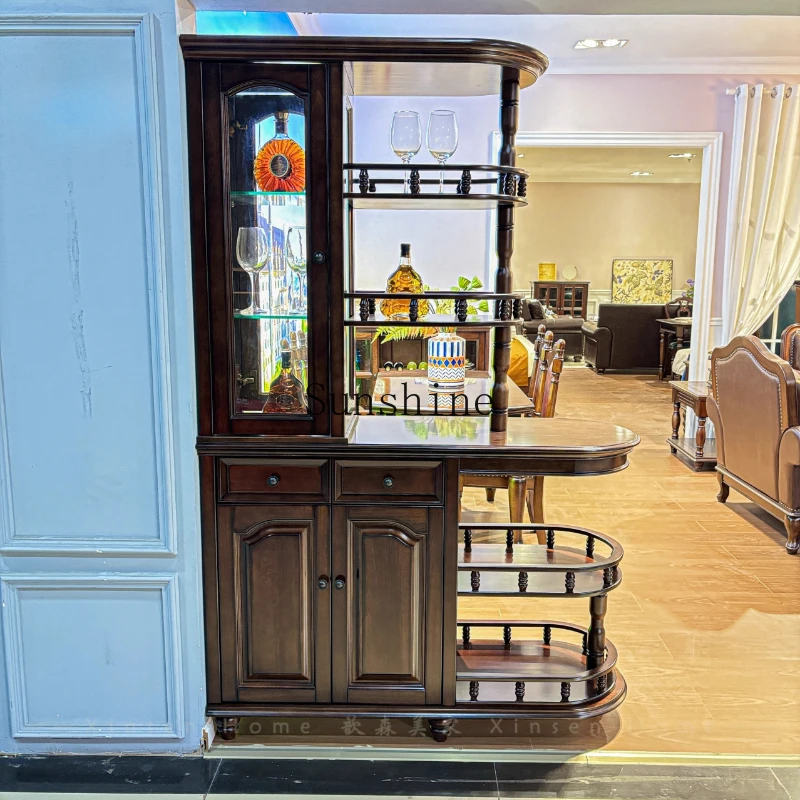 

American partition all solid wood entrance entrance living room double-sided dining side cabinet storage