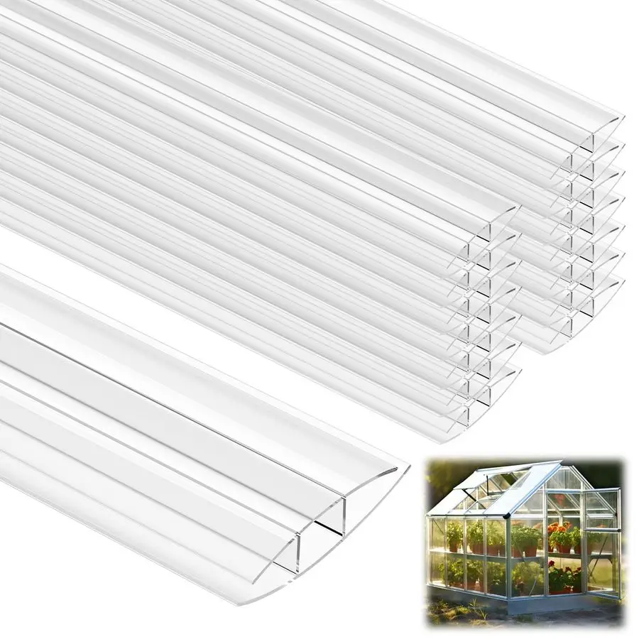 

24 шт. 4-футовые соединители H-образной формы для поликарбонатных панелей теплиц, подходят для поликарбонатных панелей 6 мм, прозрачные аксессуары для теплиц