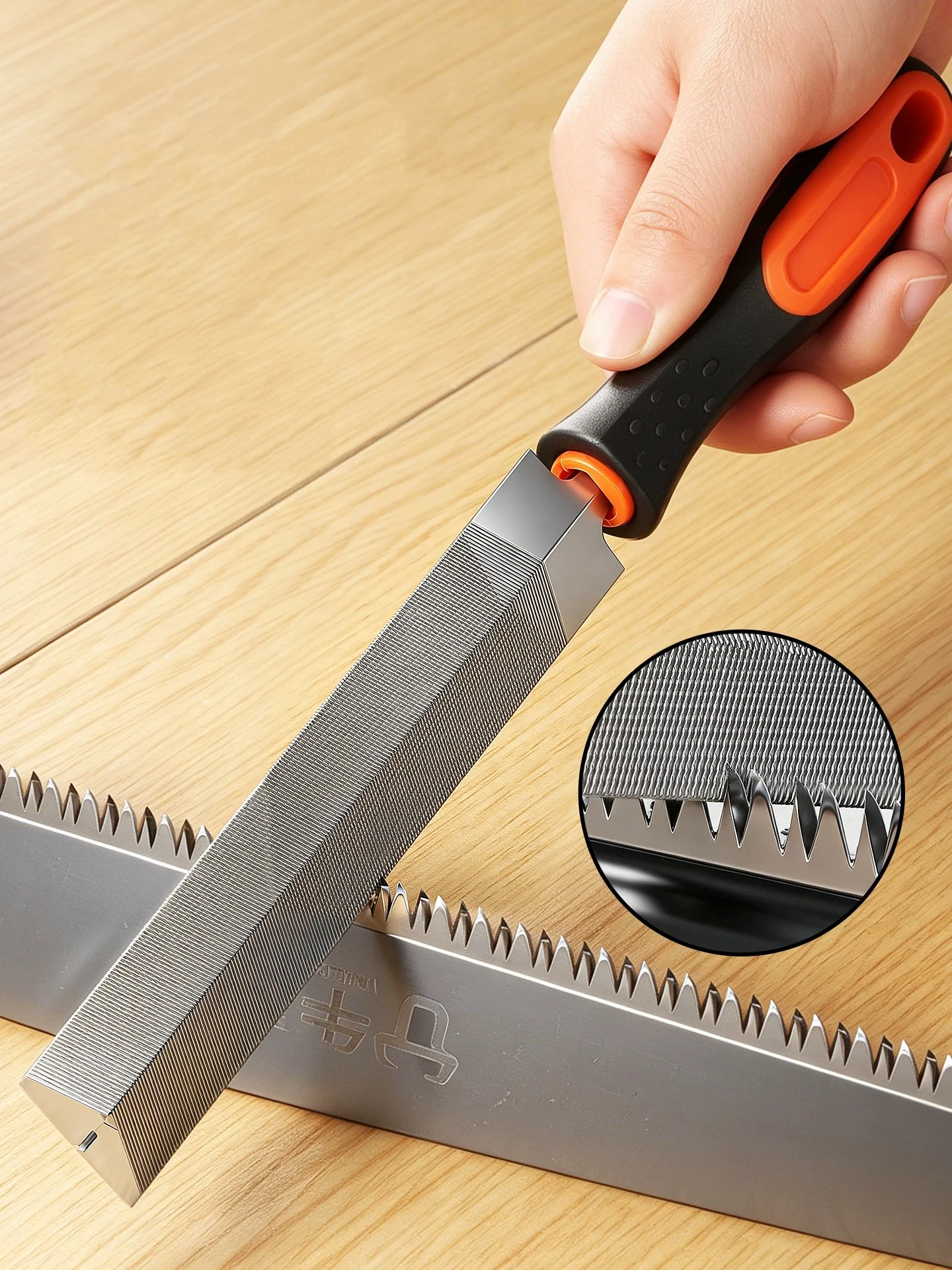 Flat Hand File Saw Sharpening Tool, Metal Wood Deburring Rasp with Ergonomic Handle for Garden Tools PVC DIY Workshop Repair Kit