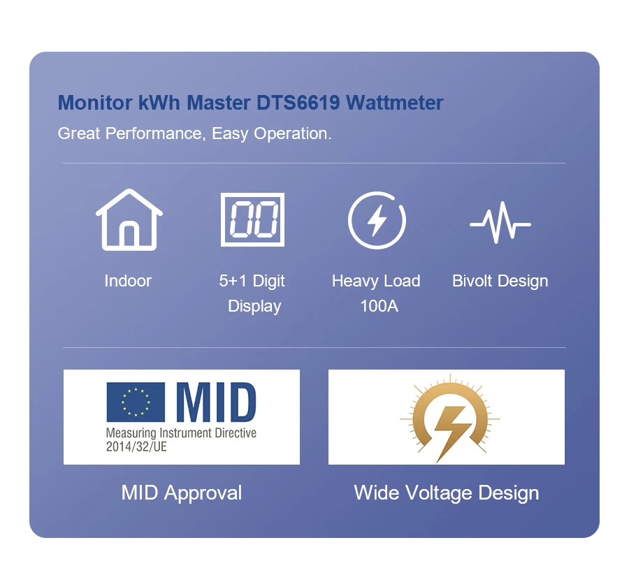 Compteur d\'énergie sur rail DIN, moniteur de consommation d\'énergie, compteur kWh, wattmètre bivolt, 3*127 V, 220V, 3*230 V, 400V, 50Hz, 60Hz, 100A,