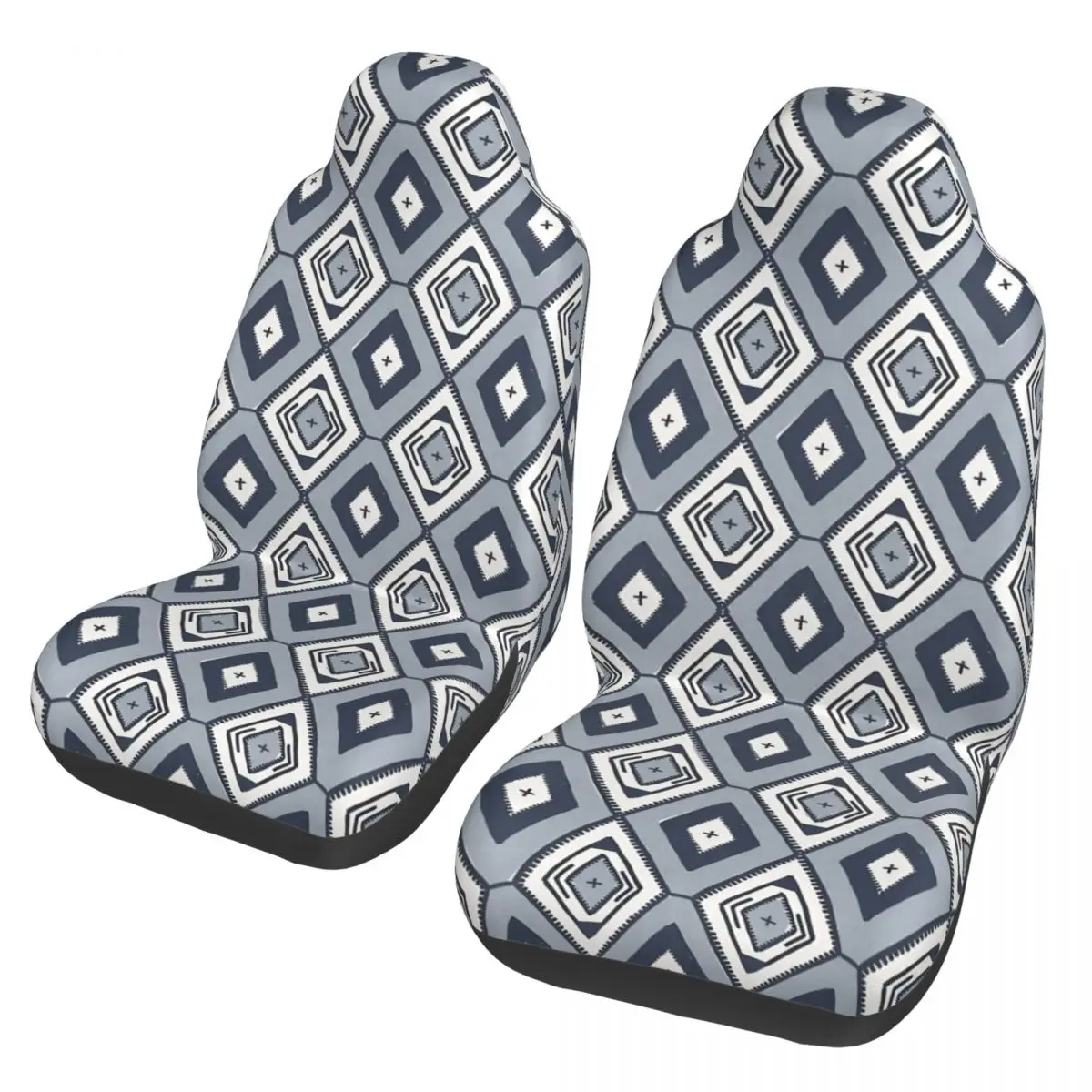 Textured Tribal Diamond Car Seat Cover Waterproof Suitable For All Kinds Models Geometric Ink Blue Car Seats Covers Car Styling