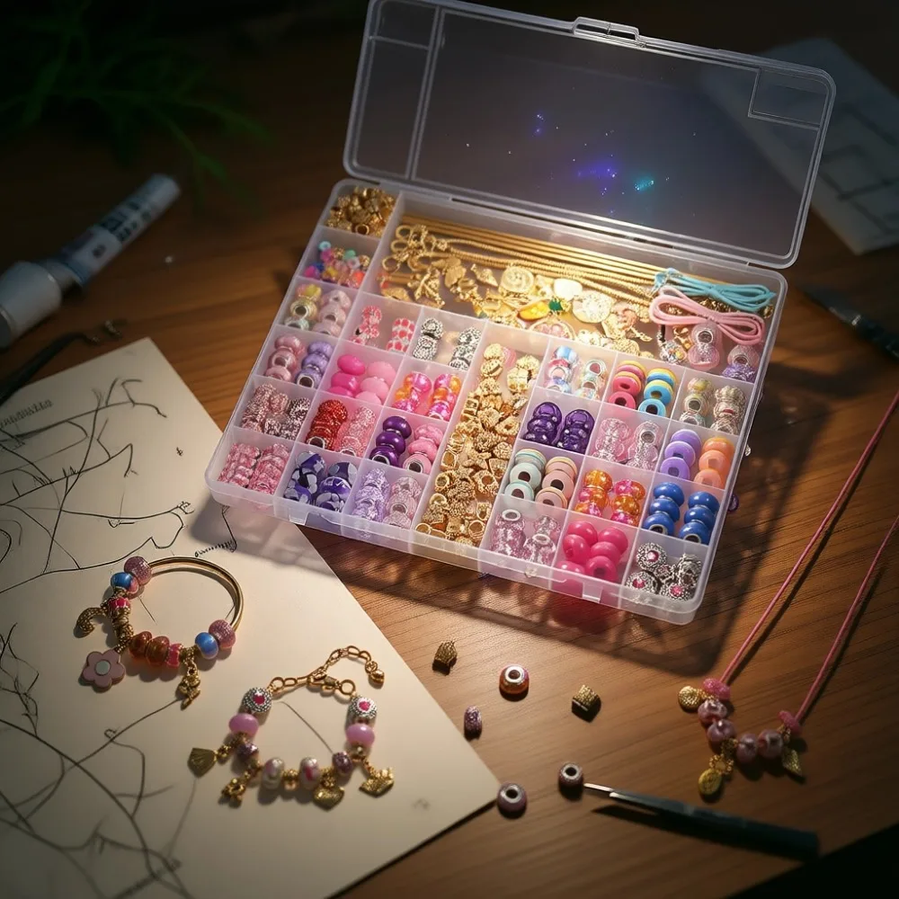 

Набор для создания браслетов своими руками, 305 предметов, материалы для изготовления украшений для девочек, детей, подростков, подарок на день рождения с органайзером
