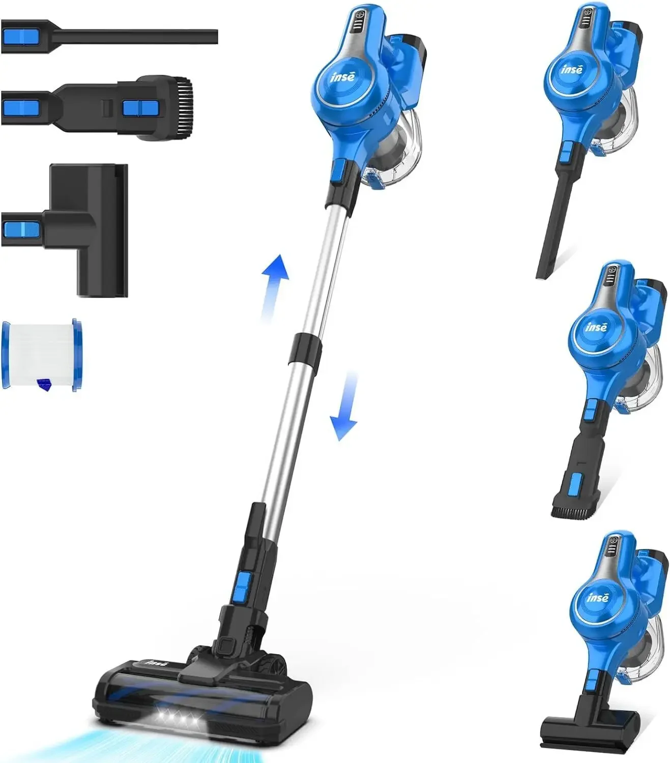 

S62 30Kpa 300W Stick Cordless Vacuum Cleaner, to 45min Runtime, 7-in-1 Stick Vac Hardwood Floor Pet Hair Car