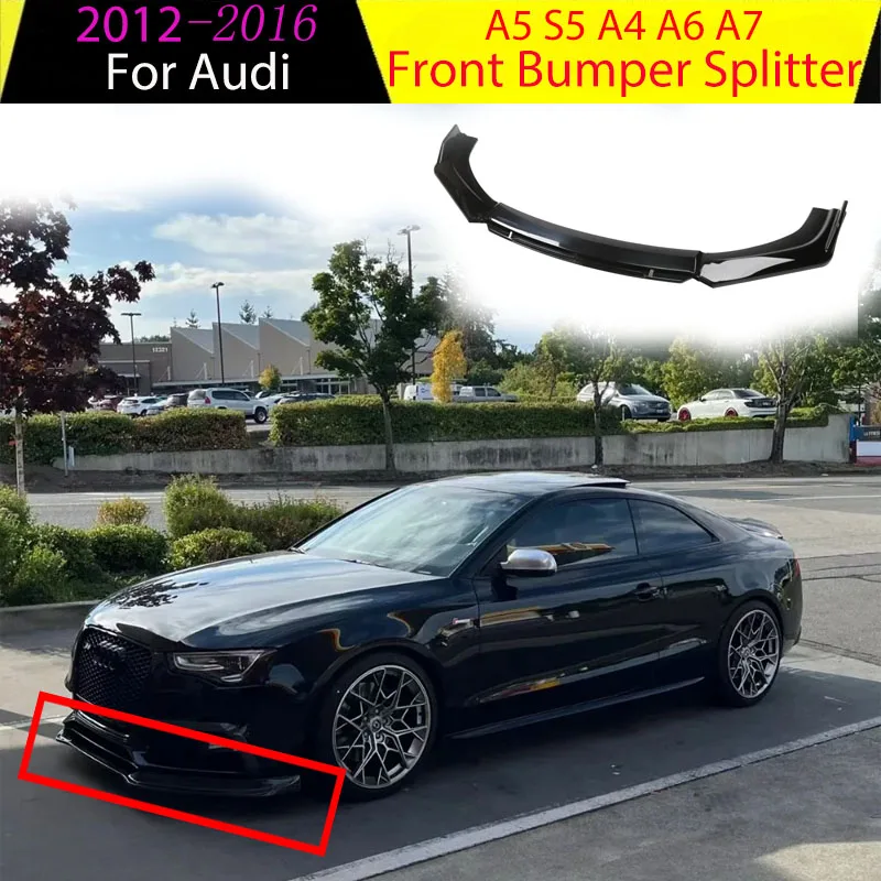 

Front Bumper Splitter Lip for Audi A5 S5 A4 A6 2012 2013 2014 2015 2016 Car Lower Blade Spoiler Body Kit Accessories Auto