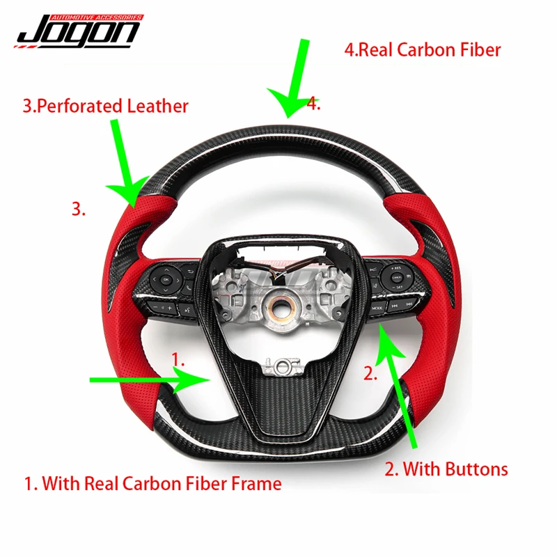 

Customized Carbon Fiber Car Steering Wheel With Frame And Buttons Cover For Toyota Camry XV70 8th 2018-2022 Replace Accessories