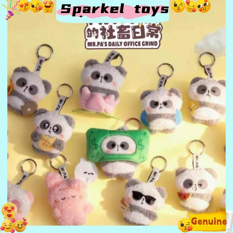 Genuíno mr. pa diário escritório crind série caixa cega de pelúcia kawaii mr. pa boneca de pelúcia chaveiro caixa mistério pendente presentes surpresa