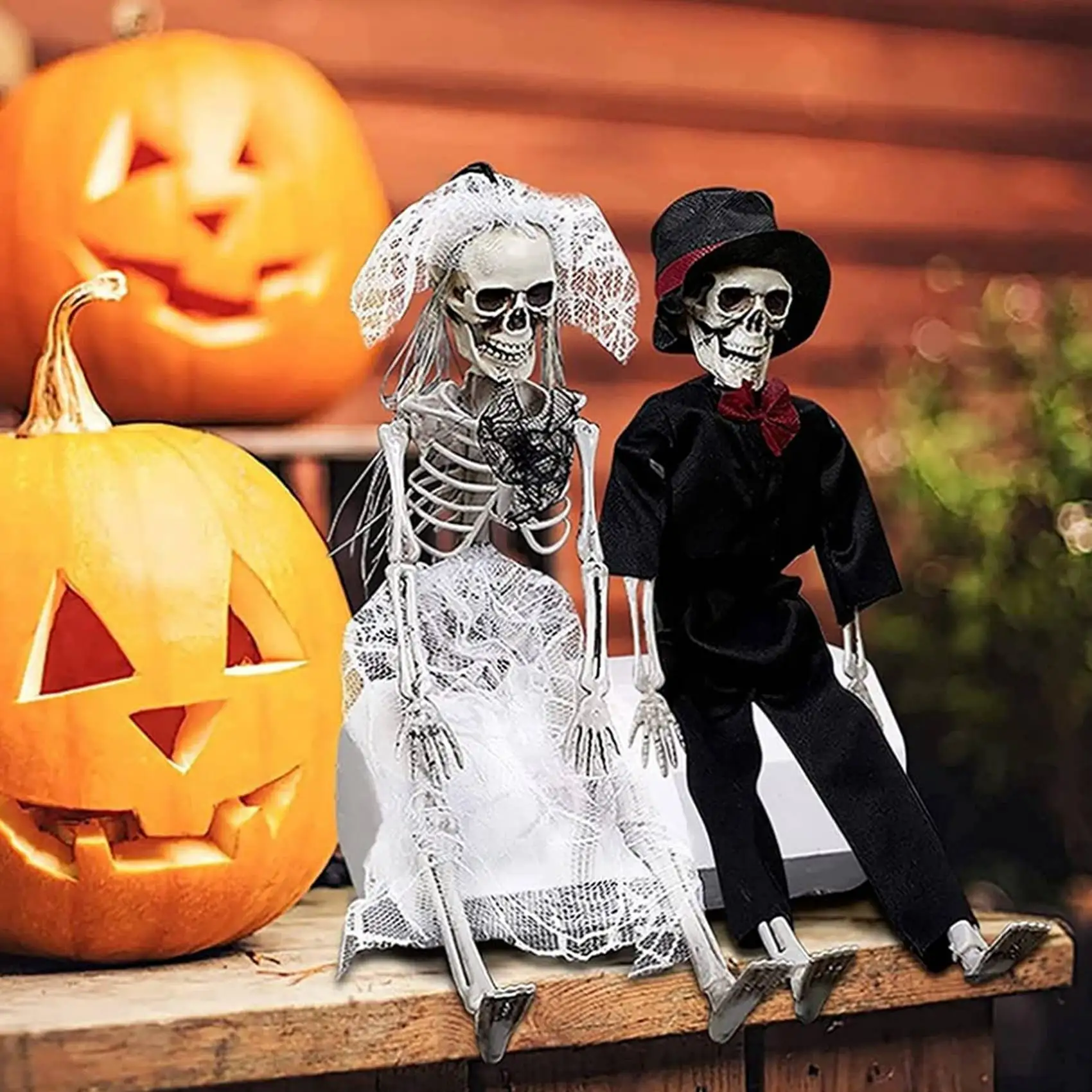 Utilería de esqueleto de pareja humana Poseable grande, decoración de Halloween, la mejor decoración de Halloween y escena de santuario más escalofriante