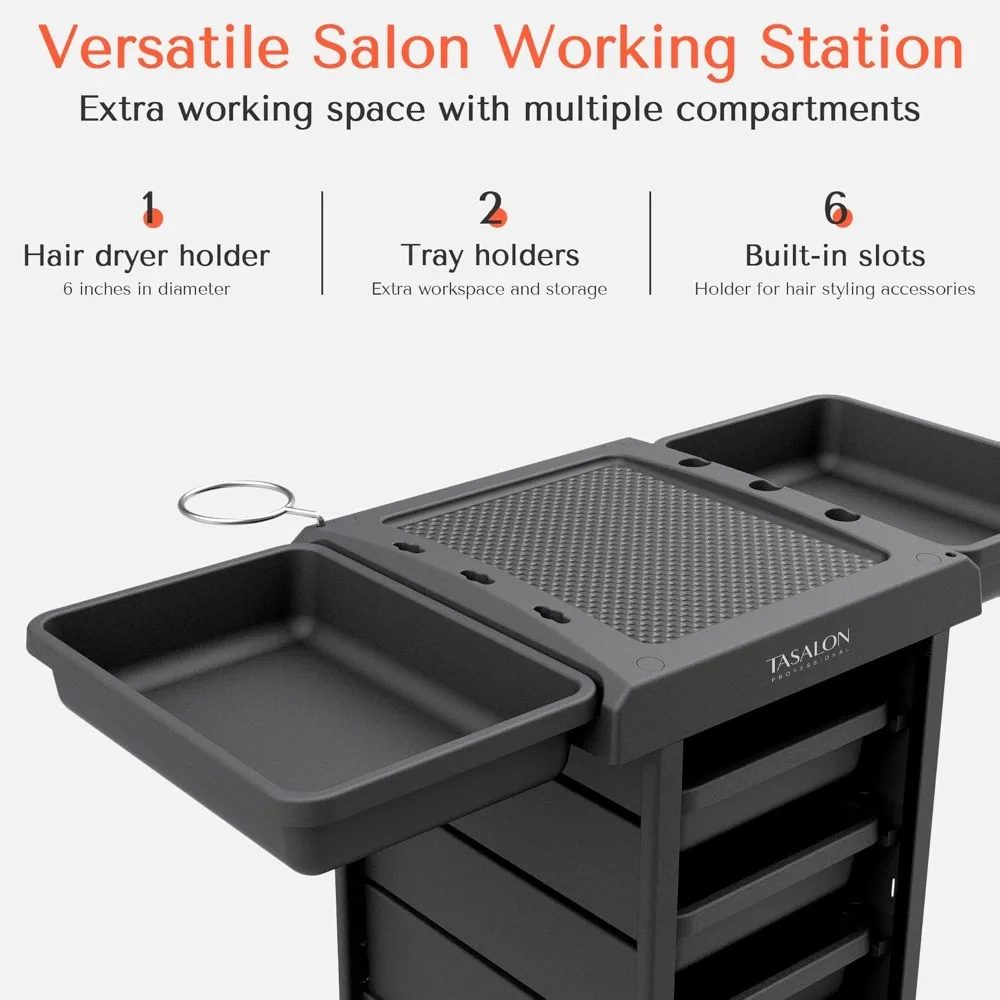 Space Saving Salon Rolling Cart for Extra Storage Hair Salon Beauty Cart  6 Tray Salon Multipurpose Tool Cart - Tattoo Tray