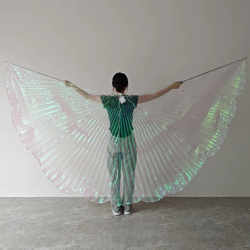 LED Luminous Colorful Cloak for Adult Children Dance Luminous Butterfly Wing Stage Performance Belly Glow Party Photo Prop