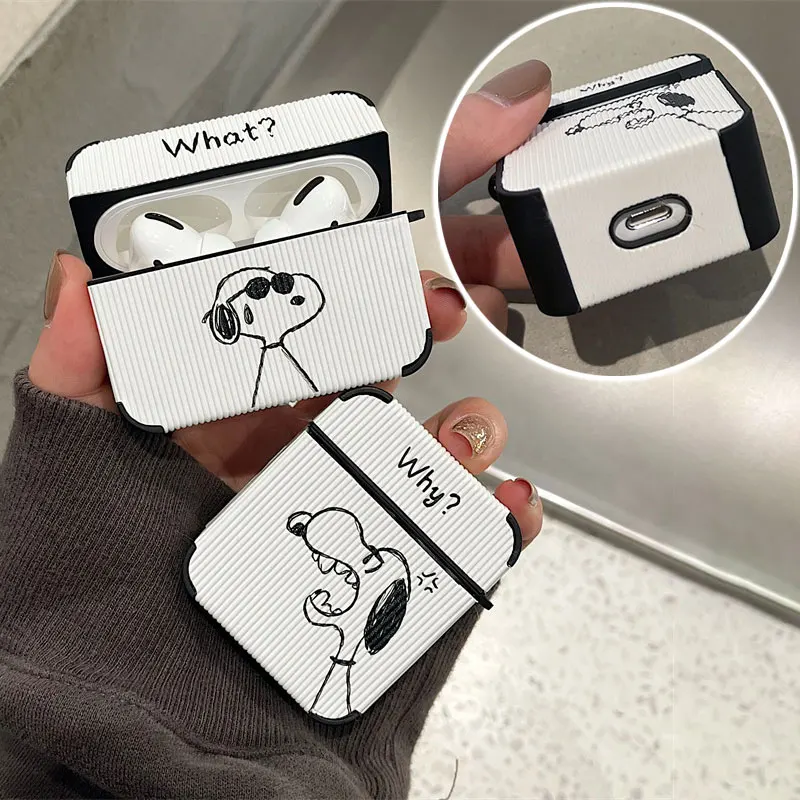 سنوبي الجلود حقيبة سماعة الاذن ل AirPods 1 2 3 Pro سماعة لاسلكية تعمل بالبلوتوث سماعة لينة الغطاء الواقي للصدمات سماعات غطاء