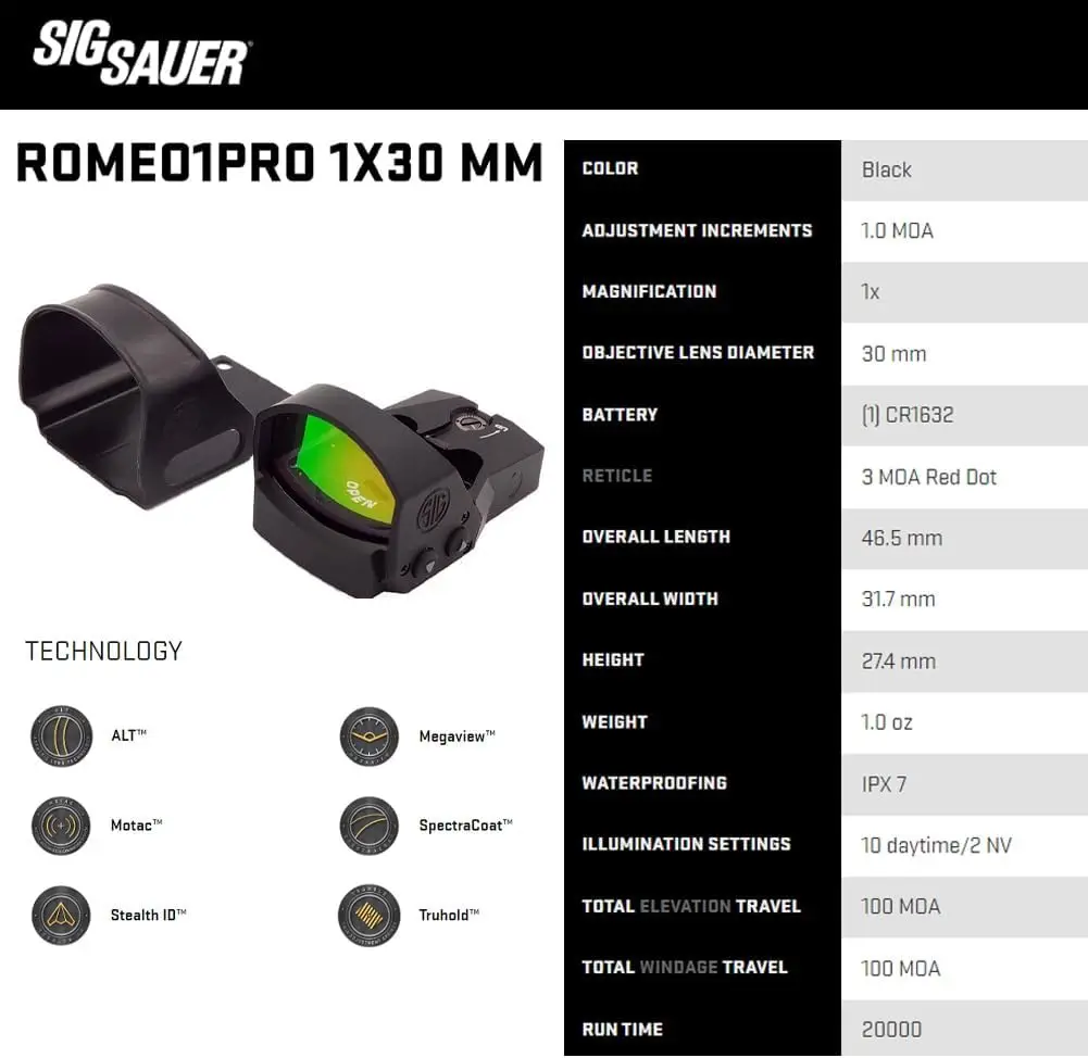 1x30mm 3 MOA Red Dot SightDurable Fogproof Waterproof Corrosion-Resistant Compact Open Reflex Sight with Protective Shroud