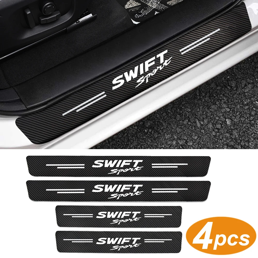 For Suzuki Grand Vitara Swift Sport 4Pcs 3D Car Styling Waterproof Carbon Fiber Door Threshold Sills Anti-Wear Protector Sticker