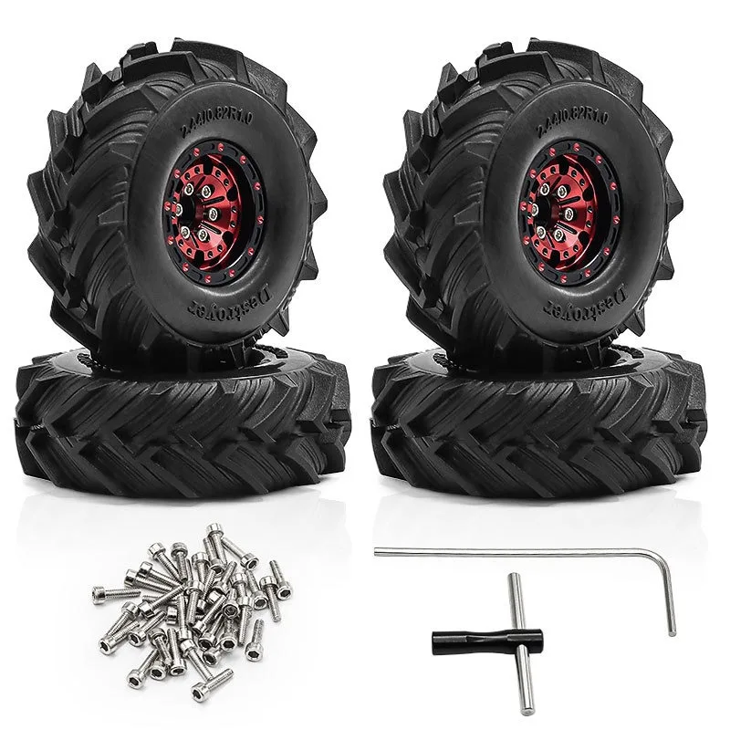 

4pcs OD 62mm 1.0" Metal Beadlock Wheel Tire Set For 1/18 RC Crawler Car TRX4M SCX24 Upgrade Parts Accessories