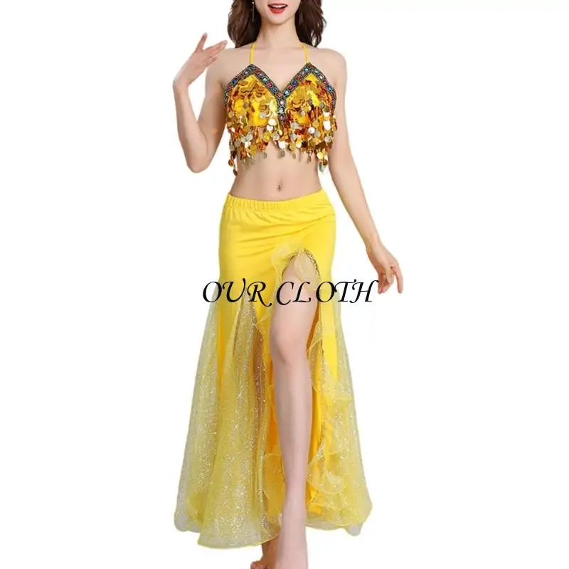 Odzież do tańca brzucha premium Bezpieczna, błyszcząca aplikacja Strój do tańca z elastycznego materiału zapewniający energiczne