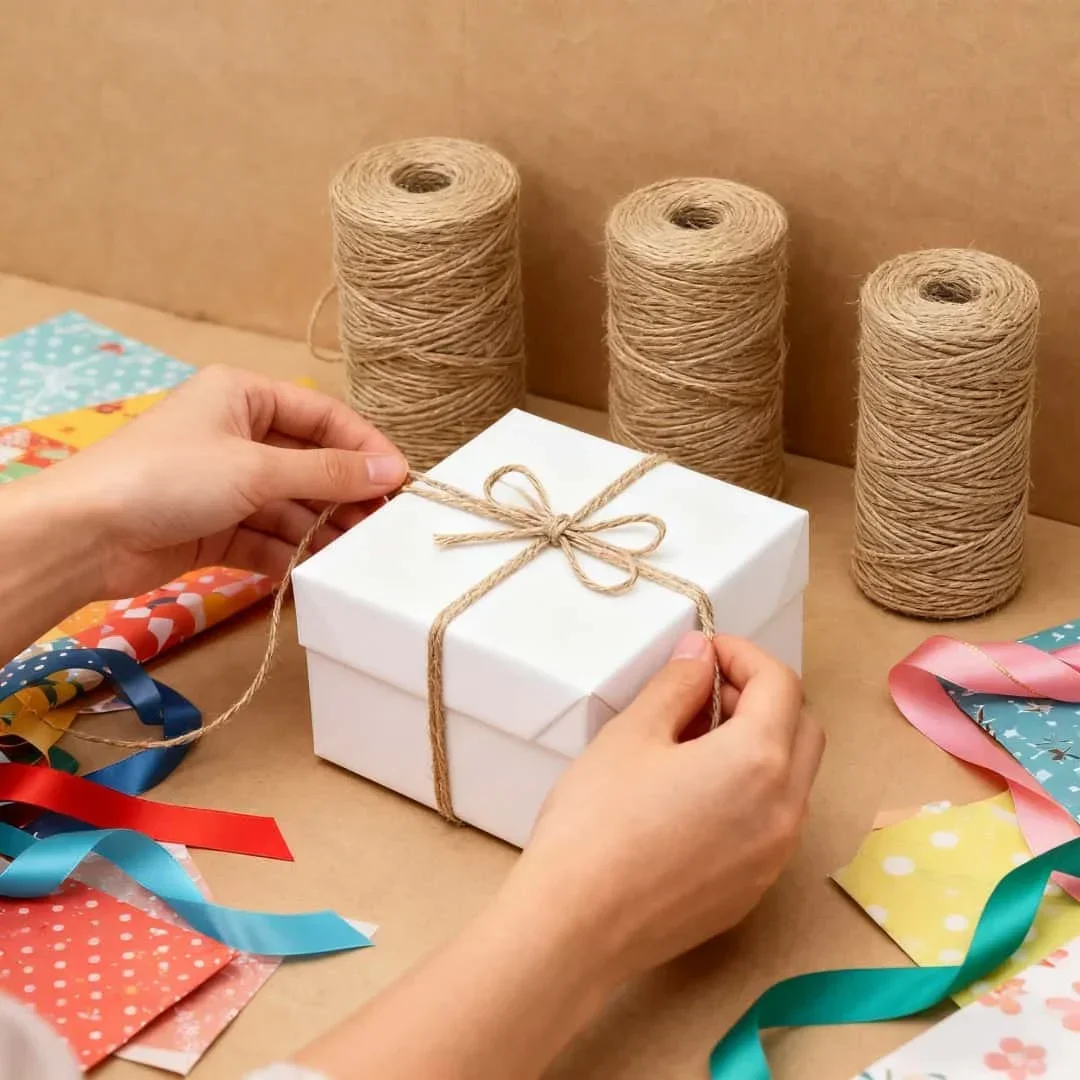 2/3/4mm 100M Natürliches Jute-Seil Schnur Bindfaden Band Bastelmaterial DIY Hochzeit Jutefaden Handgemachtes Nähgarn Party Weihnachten Heimdekoration – Detail 3