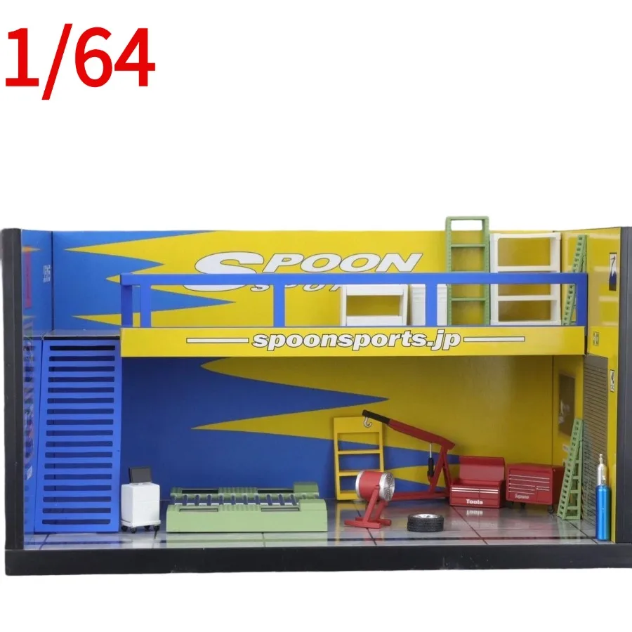 

Коллекционная модель гаража Spoon Garage Workshop Scene от MH Diecast, масштаб 1:64, для сборки, с песочным столом, игрушки-машинки для мальчиков, подарок