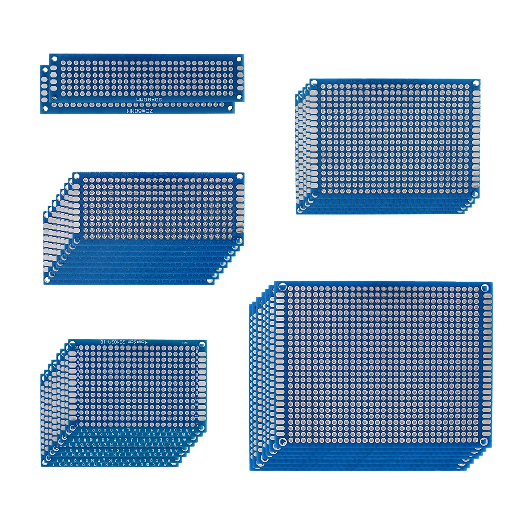 30pcs Double sided PCB Board Breadboard 2x8 3x7 4x6 5x7 7x9cm Universal Experiment Blue Prototype Circuit Boards Electronic Kit